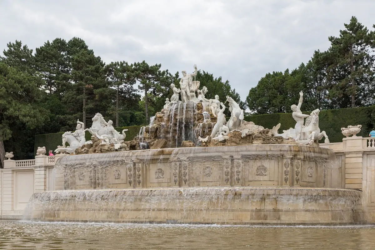 The Neptune Fountain at the foot of the Gloriette hill